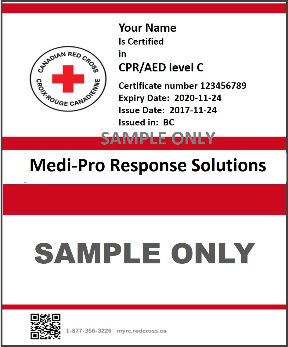 Sample CPR-AED Certificate